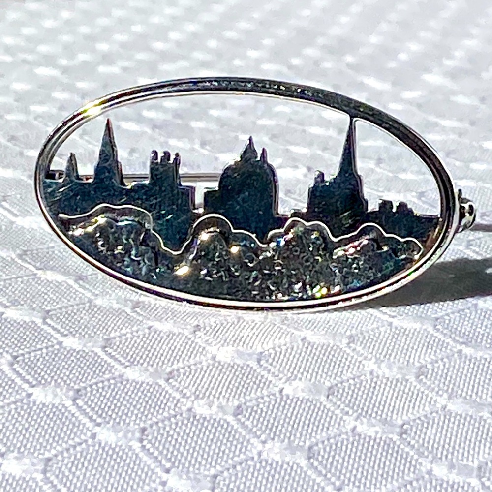 Sterling Silver 925 Cityscape Brooch Pin